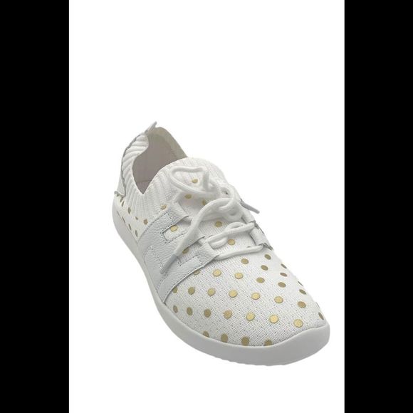 Isaac Mizrahi Live! Polka-Dot Lace-Up Knit Sneaker White - Medium - Picture 2 of 5